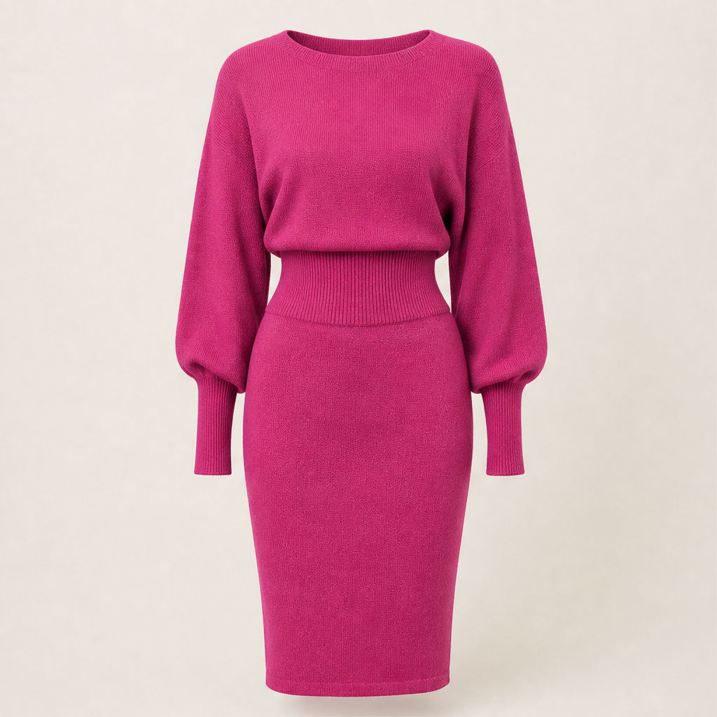 Ovalisa – Abito a Portafoglio in Maglia Due Pezzi Fuchsia
