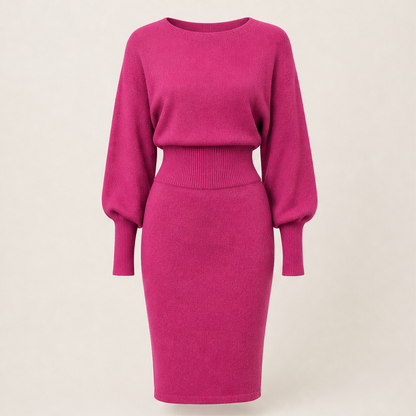 Ovalisa – Abito a Portafoglio in Maglia Due Pezzi Fuchsia