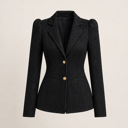 Velmira – Blazer Sagomato con Trama Geometrica Black