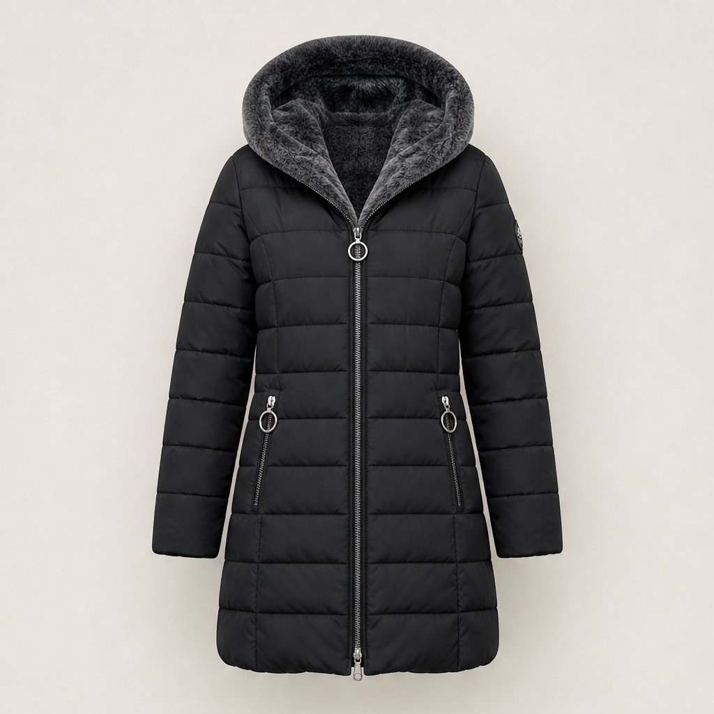 Luania – Piumino Lungo con Cappuccio Oversize Black