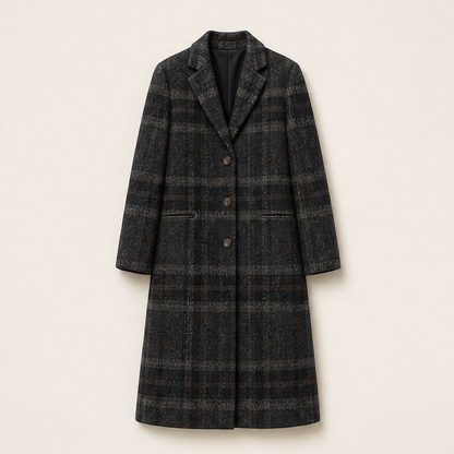 Varonne – Cappotto Lungo in Tweed a Quadri Grey