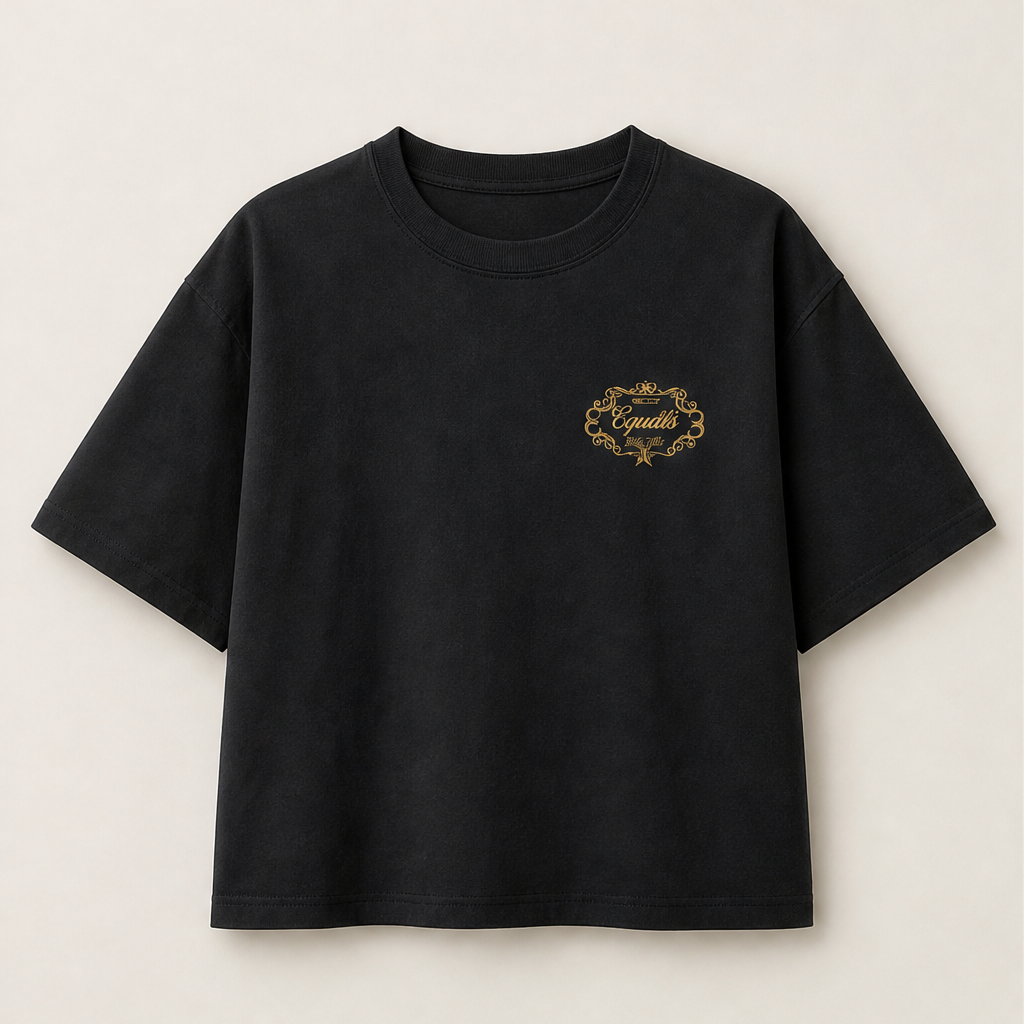 Corvalle – T-Shirt Boxy con Stampa Ricamata Black