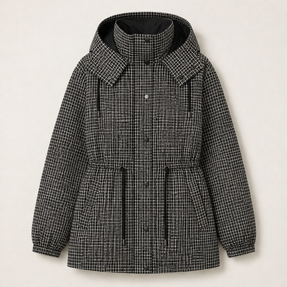 Covelia – Impermeabile Corto a Quadri Black