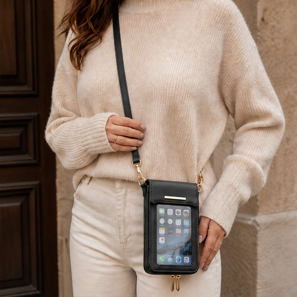 Velmora – Borsa Crossbody Touchscreen Porta Cellulare Black