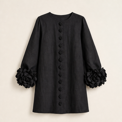 Florenne – Abito Mini con Polsini Floreali Black