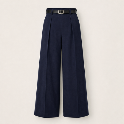 Velorena – Pantaloni a Palazzo Vita Alta Drappeggiati Navy