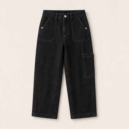 Barolyn – Jeans Cropped Gamba Ampia Elasticizzati Black