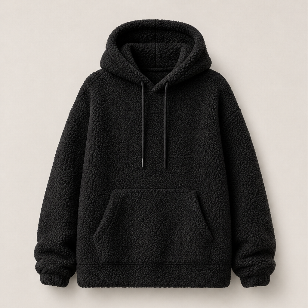 Novarca – Felpa con Cappuccio in Sherpa Oversize Black