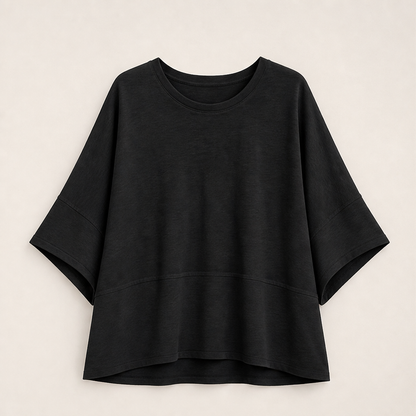 Vesolia – Top Girocollo Ampio a Manica Pipistrello Black