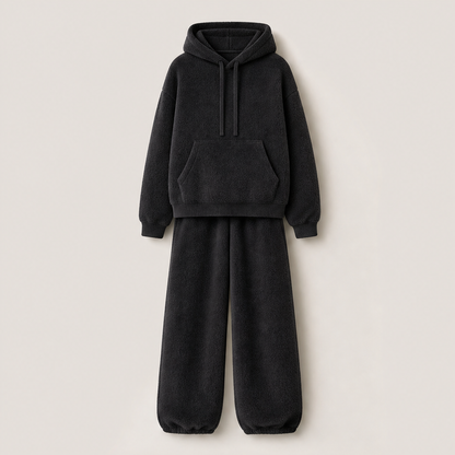 Morvana – Pantaloni Sweatpants in Pile Oversize Black