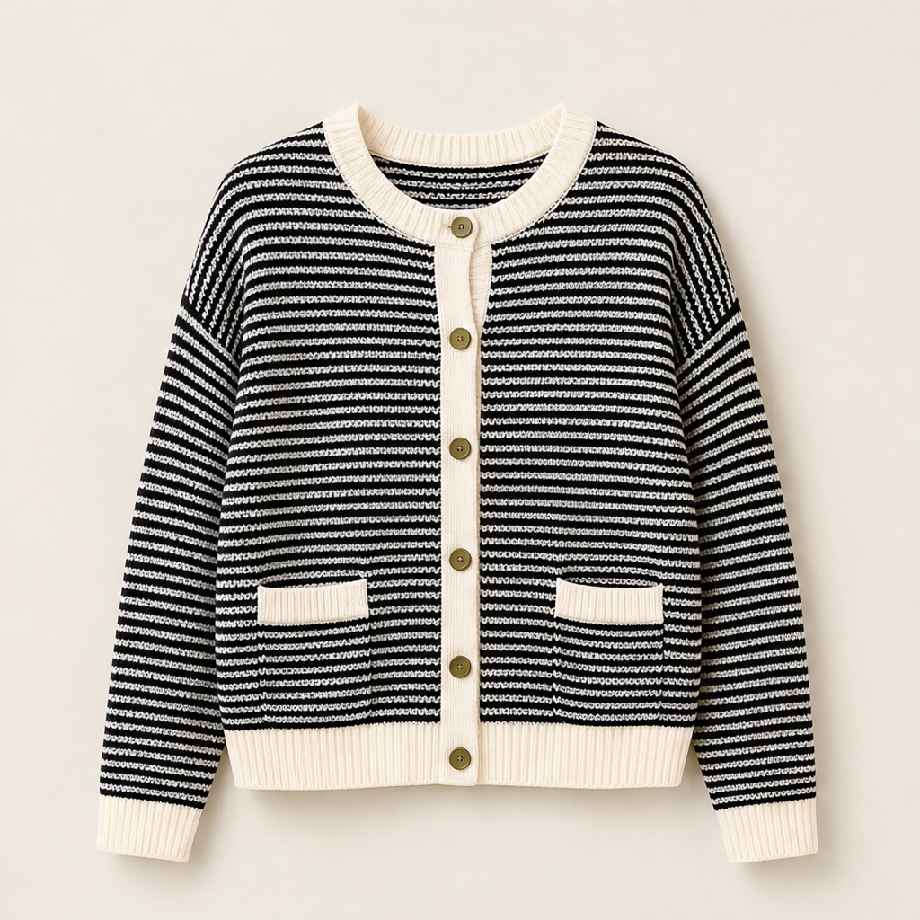 Molvera – Cardigan in Maglia a Righe Black