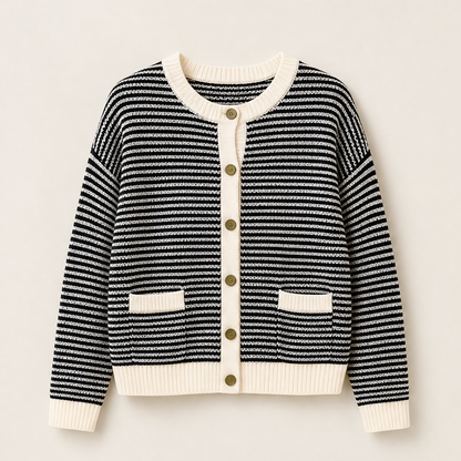 Molvera – Cardigan in Maglia a Righe Black