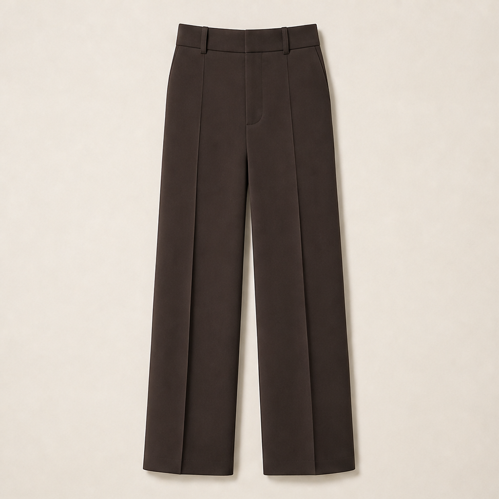 Varonne – Pantalone Relaxed in Crepe Darkbrown