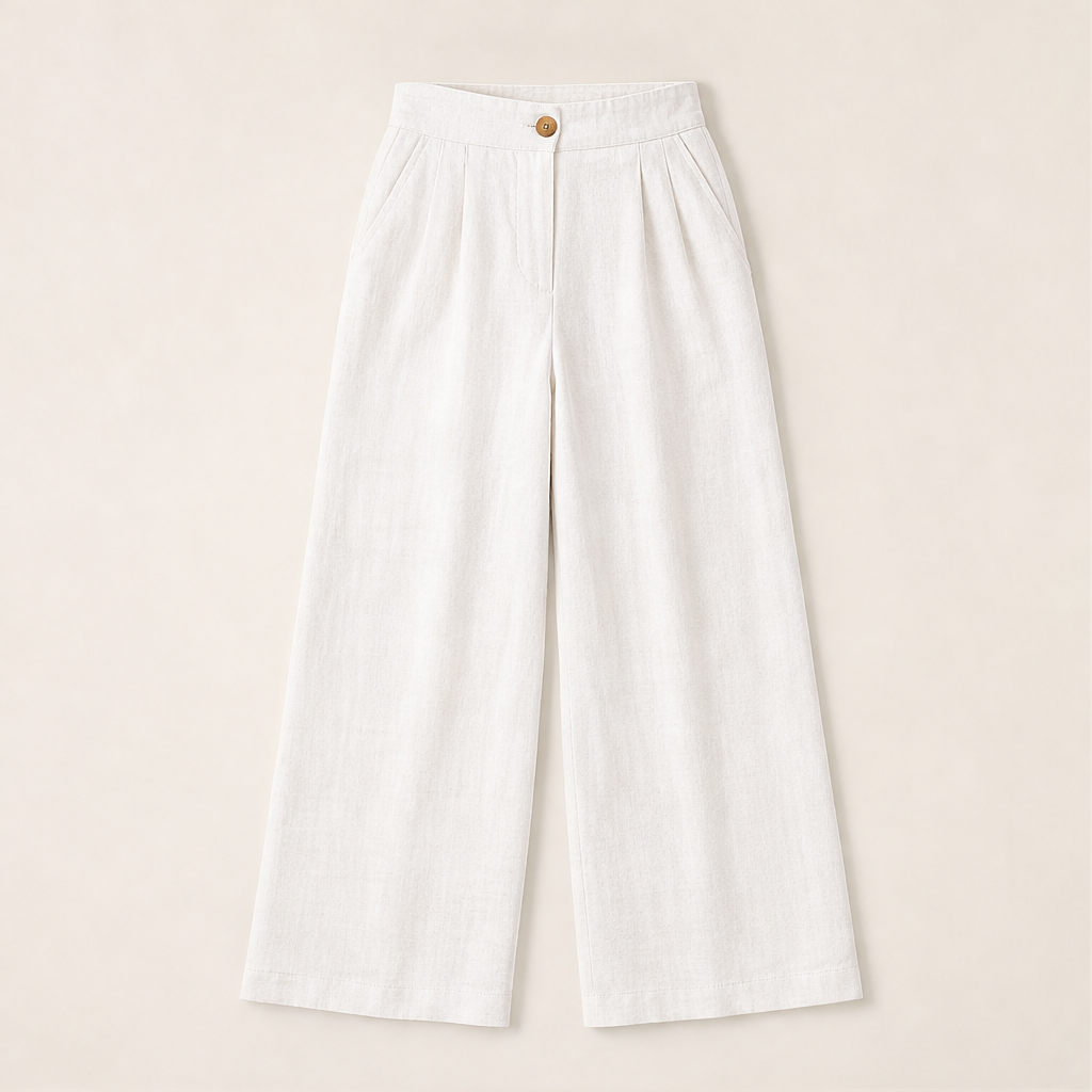 Olandia – Pantaloni Dritti in Misto Lino White