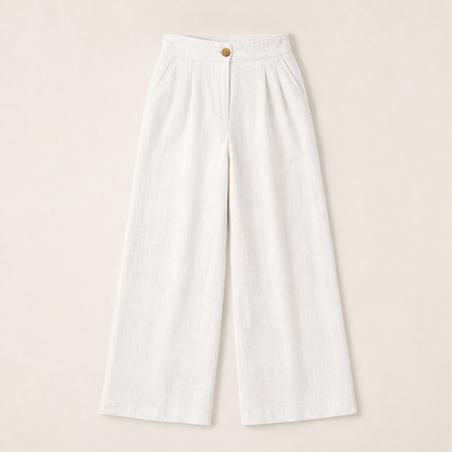 Olandia – Pantaloni Dritti in Misto Lino White