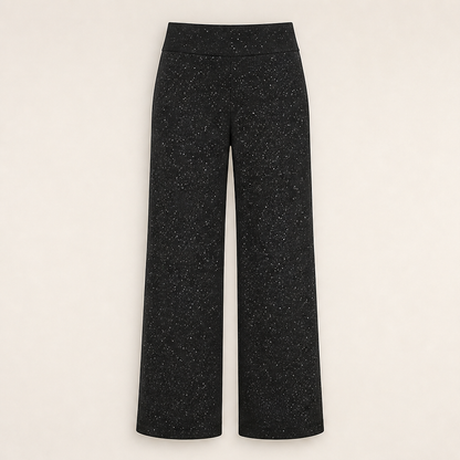 Lucenta – Pantaloni a Gamba Dritta Glitterati Vita Alta Black