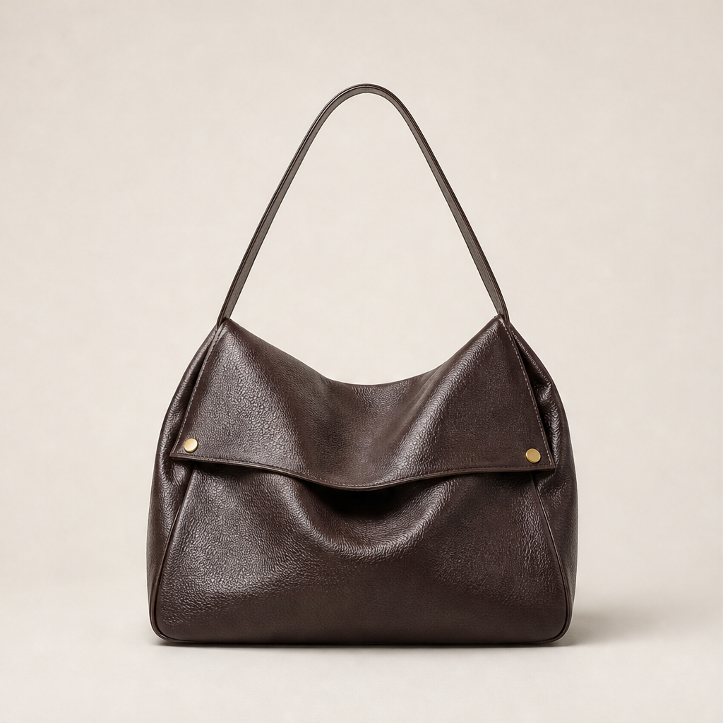 Marvona – Borsa a Spalla in Pelle con Patta Dark Brown