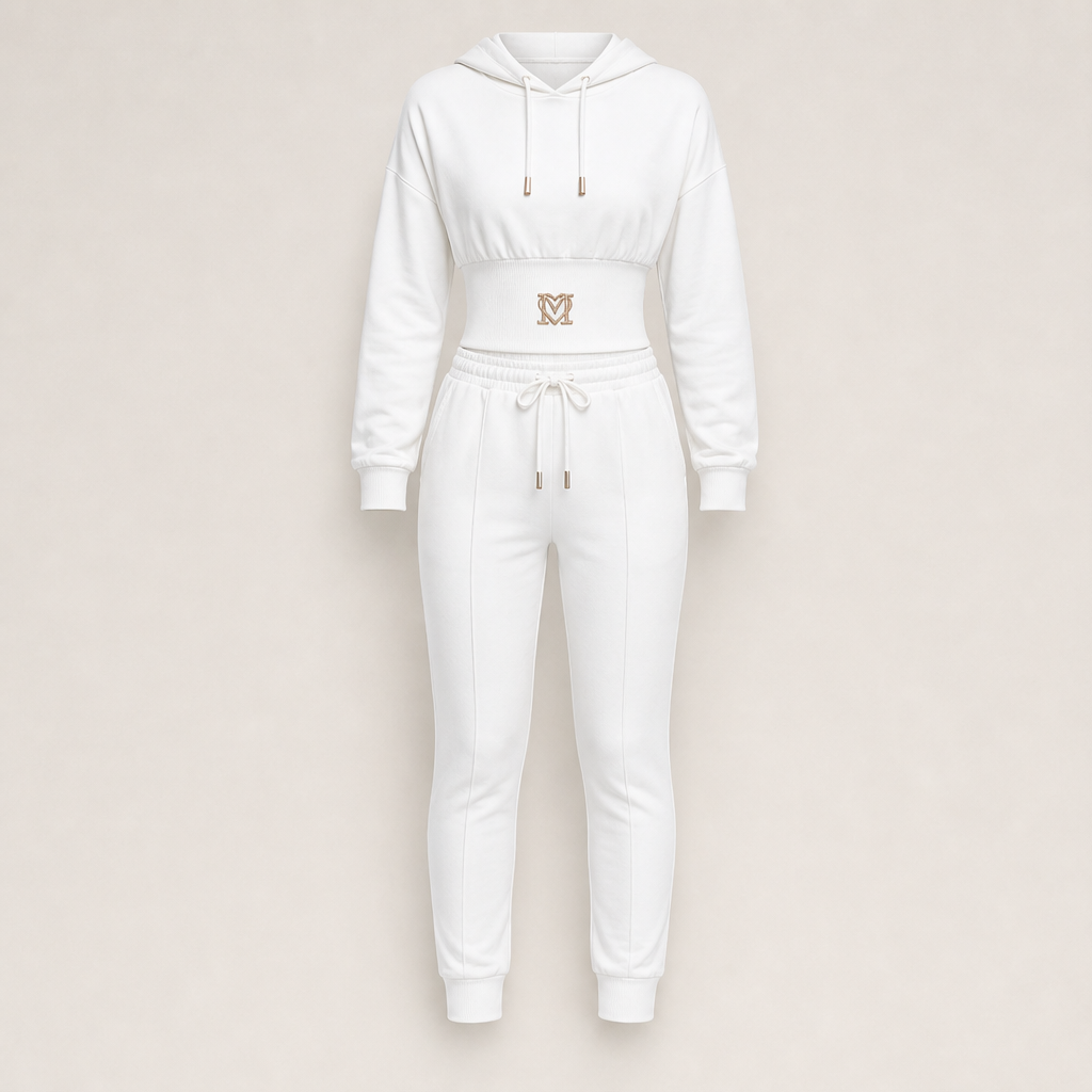 Velmora – Tuta Cropped con Cappuccio Due Pezzi White