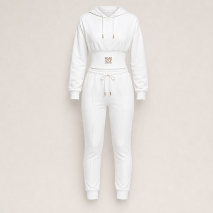 Velmora – Tuta Cropped con Cappuccio Due Pezzi White