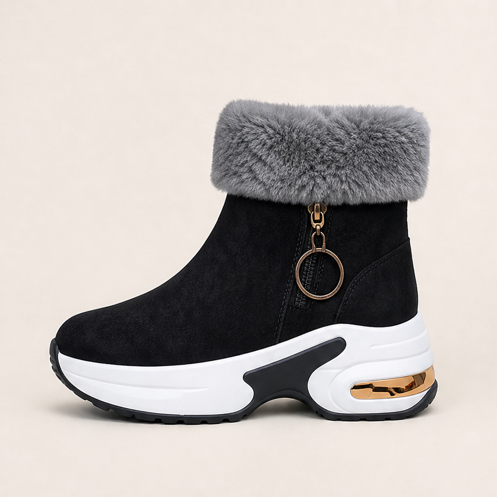 Nevalia – Stivaletti da Neve Antiscivolo con Pelliccia Black