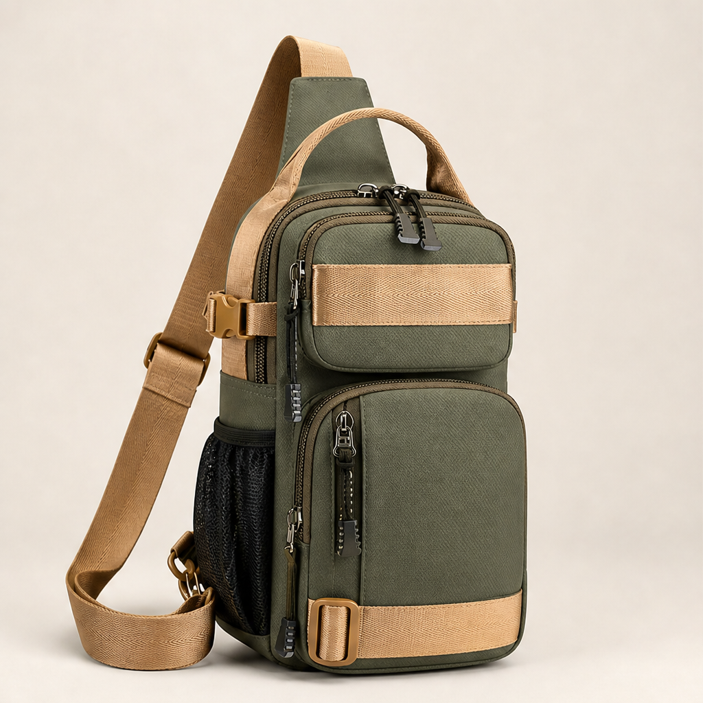 Borsa a Tracolla Multifunzionale Verde Oliva con Tracolla Regolabile – Tessuto Oxford