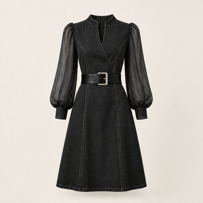 Velmira – Abito Jeans Svasato Effetto Snellente Black
