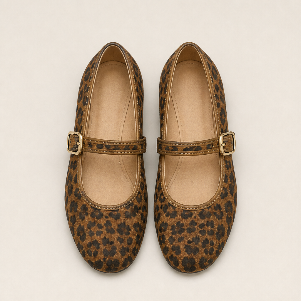 Morvena – Ballerine Mary Jane in Ecopelle Scamosciata Leopard