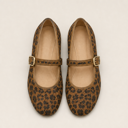 Morvena – Ballerine Mary Jane in Ecopelle Scamosciata Leopard