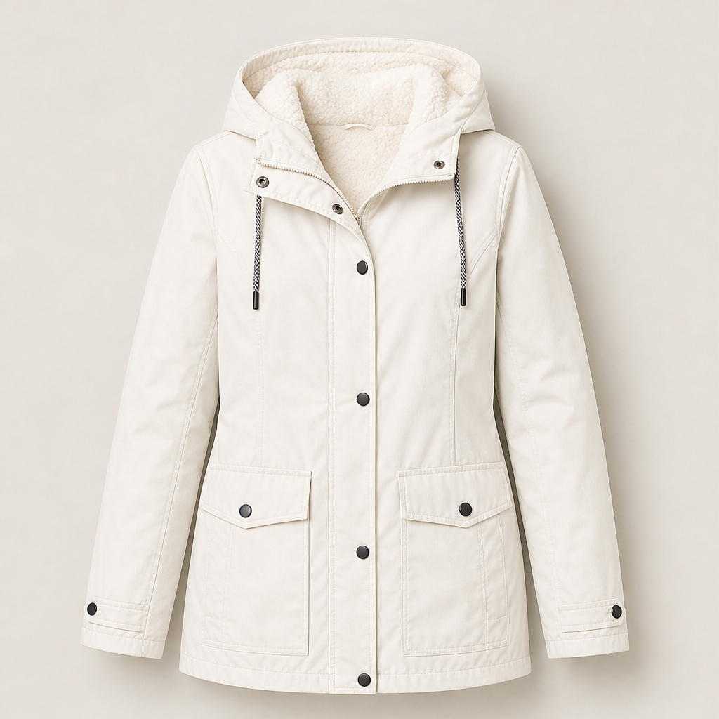 Calorena – Giacca con Cappuccio Foderata in Pile Cream