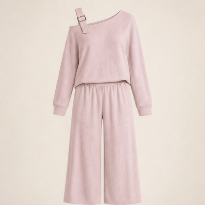 Velicci – Completo Monospalla in Maglia Morbida Pink