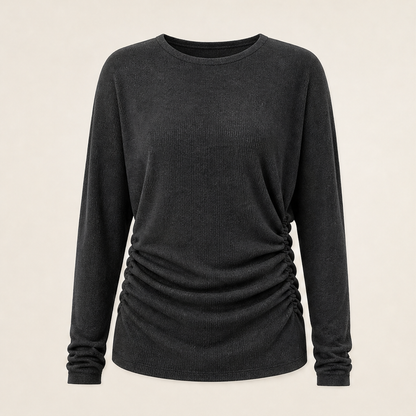 Varonne – Maglione Girocollo con Vita Arricciata Black
