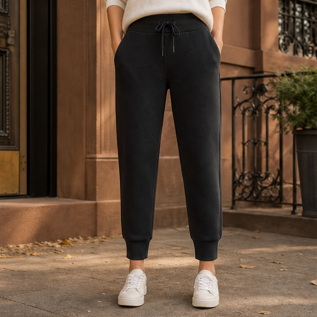Morvinta – Pantaloni Jogger Cropped con Coulisse Black