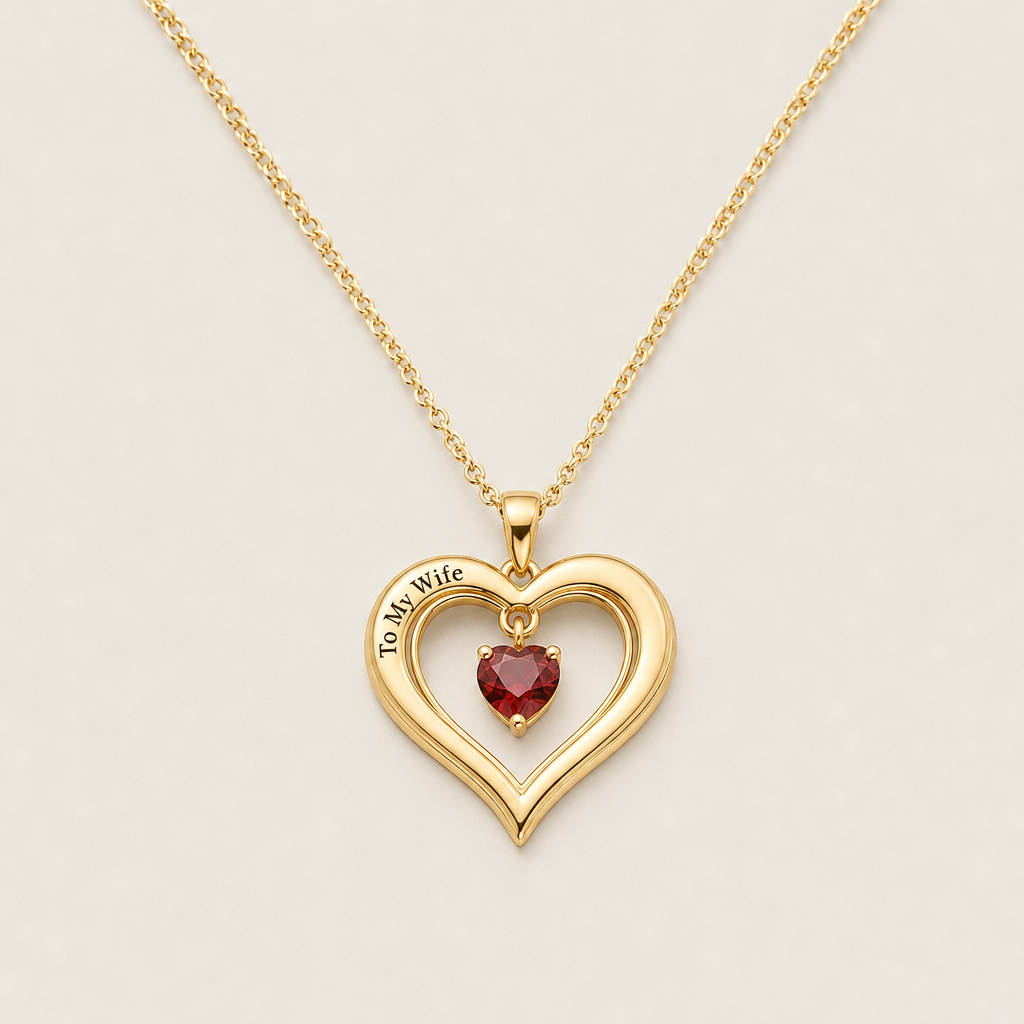 Amorletta – Collana Cuore Incisa con Pietra Portafortuna Gold