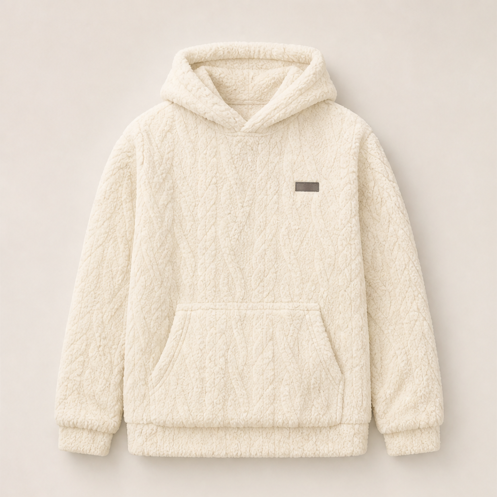 Novarla – Felpa con Cappuccio in Pile Jacquard Cream