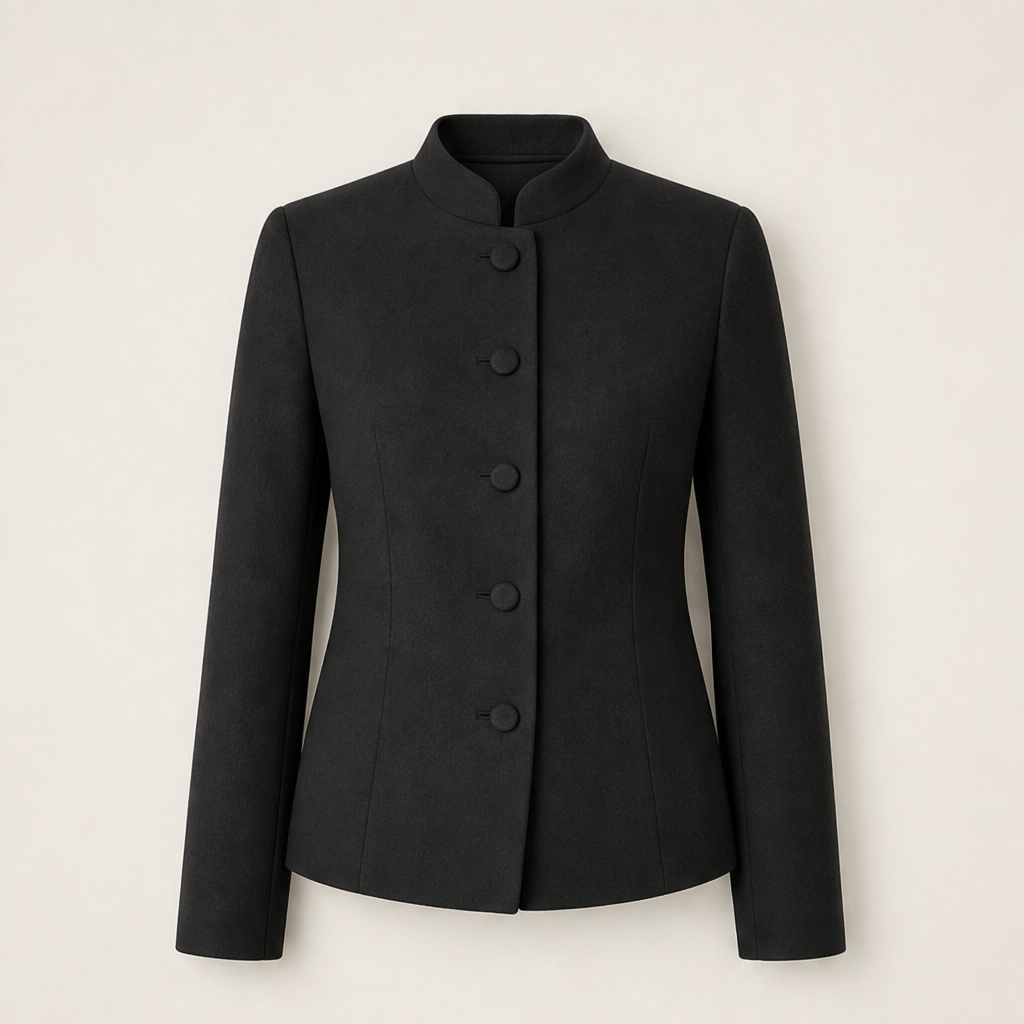 Valcera – Giacca Nehru in Lana Sartoriale Black