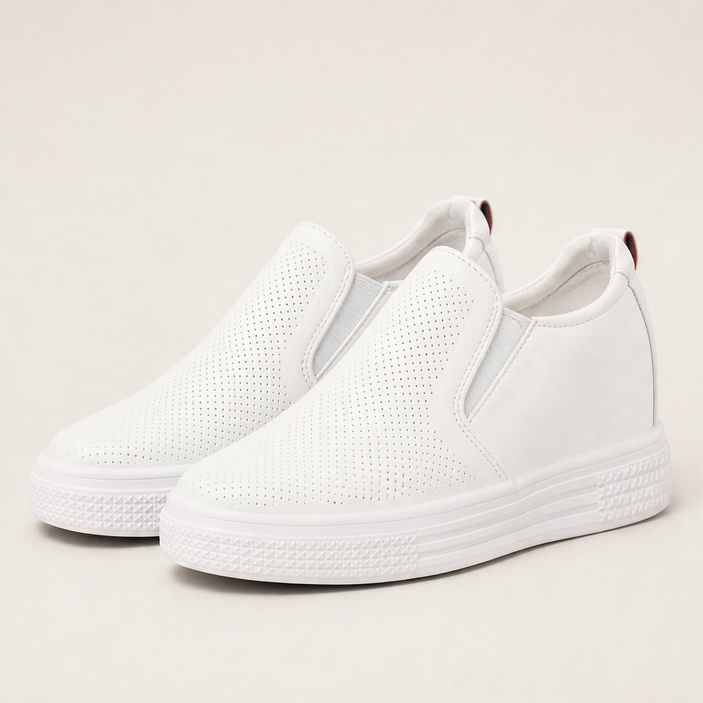 Alzara – Scarpe Slip-On in Pelle con Zeppa Invisibile White