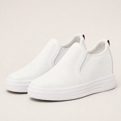 Alzara – Scarpe Slip-On in Pelle con Zeppa Invisibile White