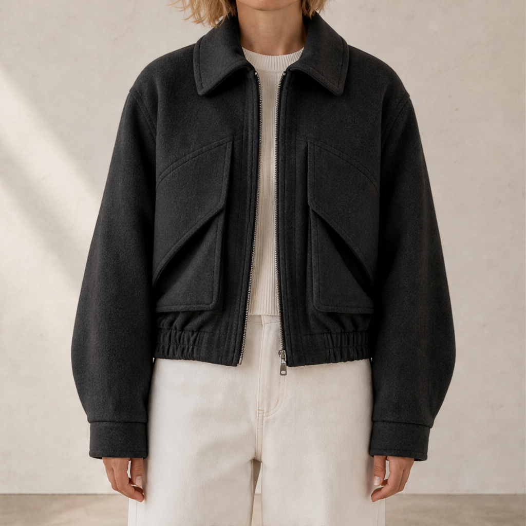 Verelio – Giacca in Misto Lana Spalla Ampia Dark Grey