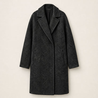 Valbrina – Cappotto Oversize in Fischgrät Black