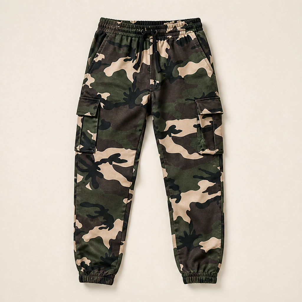 Varenta – Pantaloni Cargo Camouflage con Coulisse Green Camo
