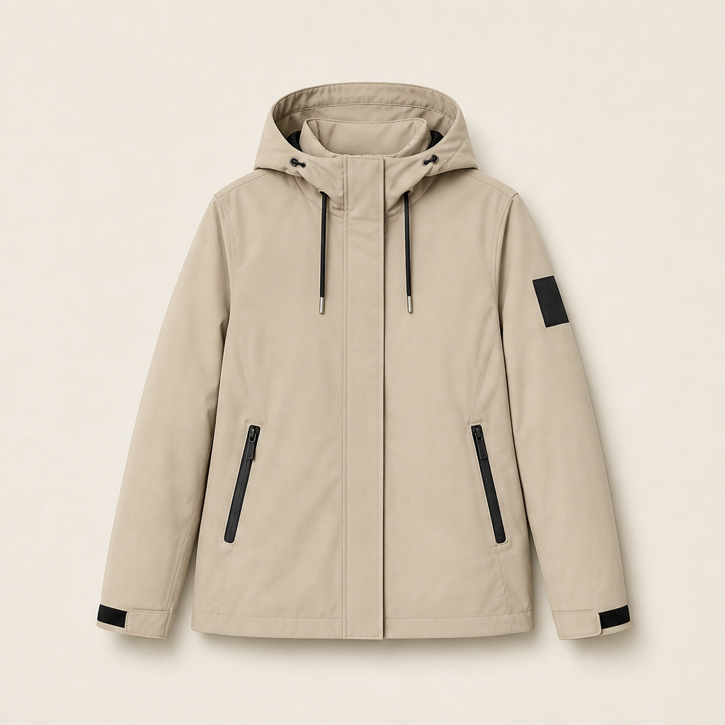 Ventoria – Giacca Impermeabile con Cappuccio Beige