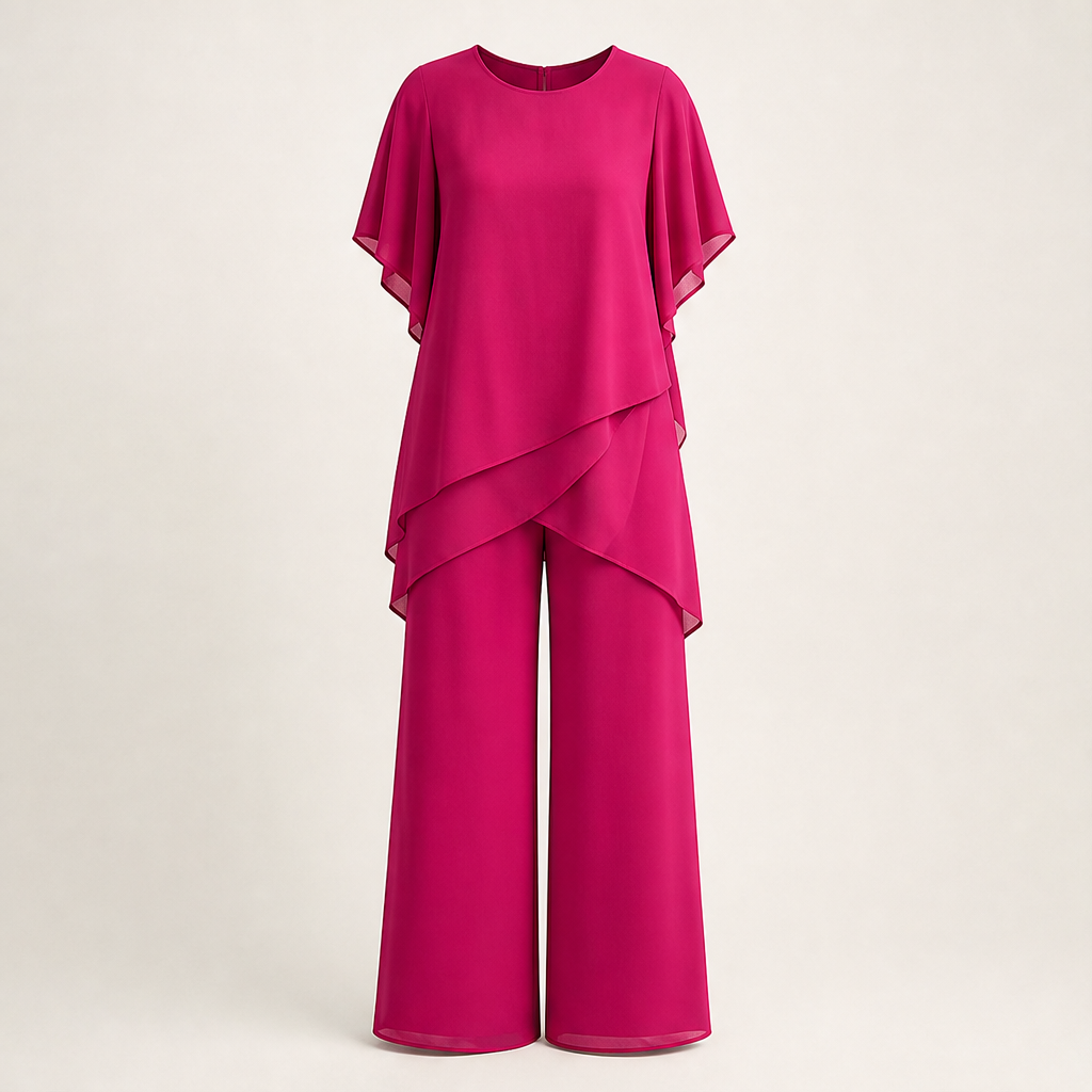 Velania – Completo Flowy Orlo Asimmetrico Fuchsia