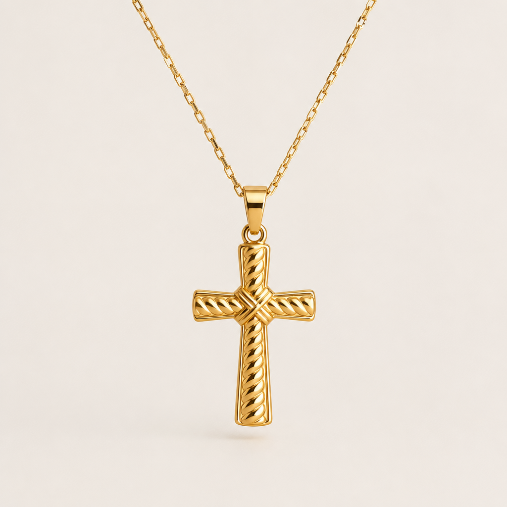 Voralia – Collana Pendente Croce Intrecciata Gold