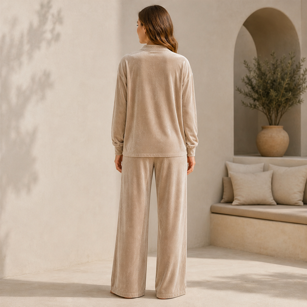 Velmora – Completo Due Pezzi in Velour Gamba Larga lifestyle