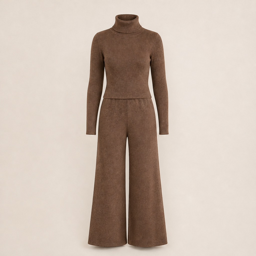 Varnesca – Completo Dolcevita e Pantaloni Larghi Brown