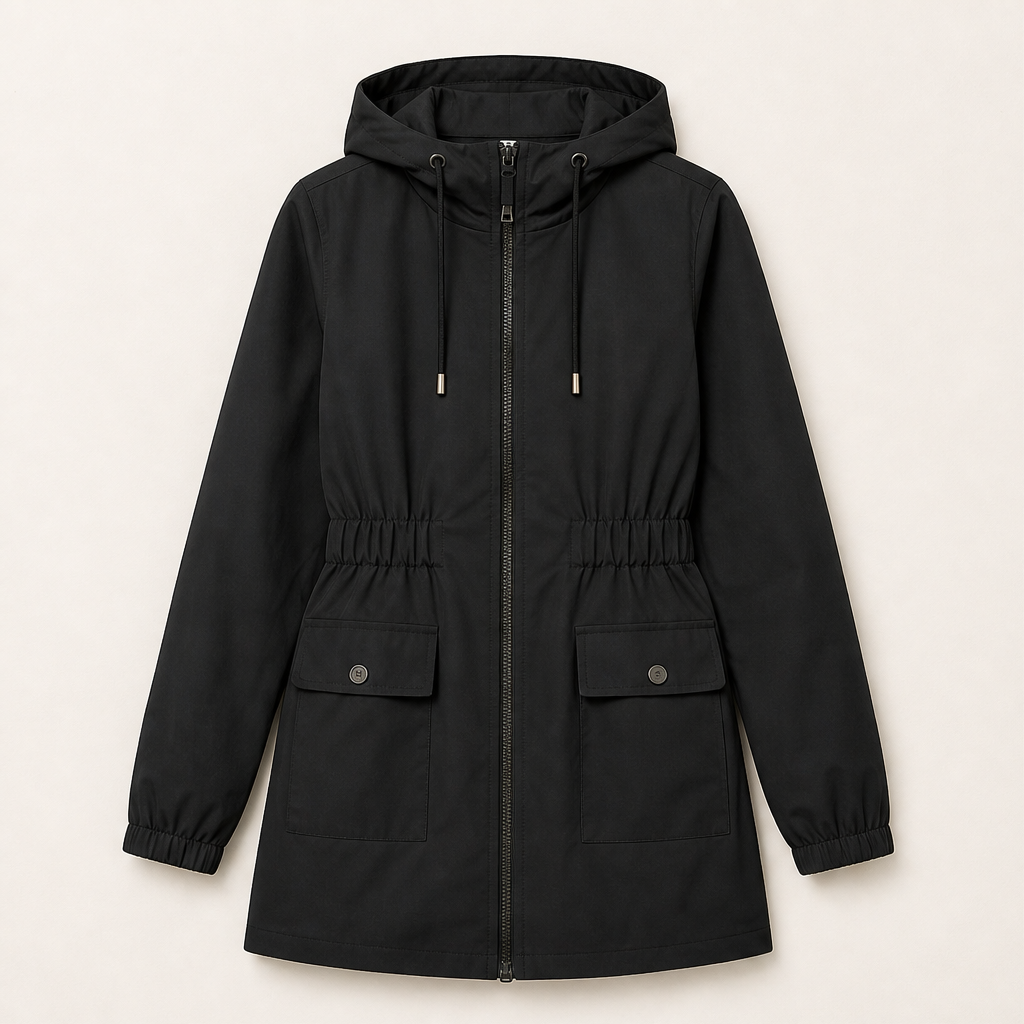Pioverra – Giacca Impermeabile con Cappuccio Black