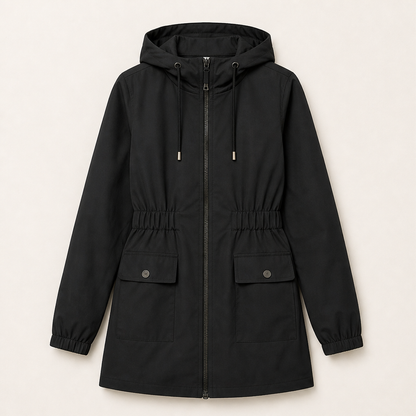 Pioverra – Giacca Impermeabile con Cappuccio Black