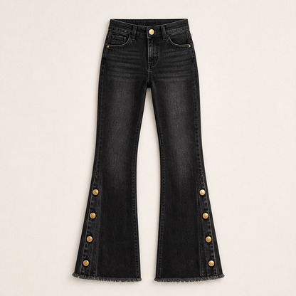 Vellira – Jeans a Zampa Vita Alta con Bottoni Black
