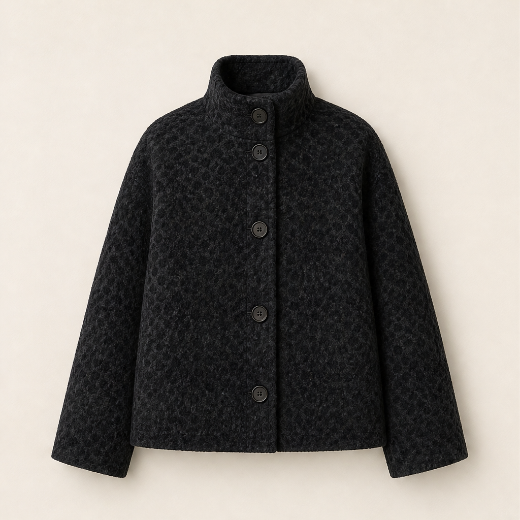 Velmara – Cappotto Corto Effetto Leopardo Black