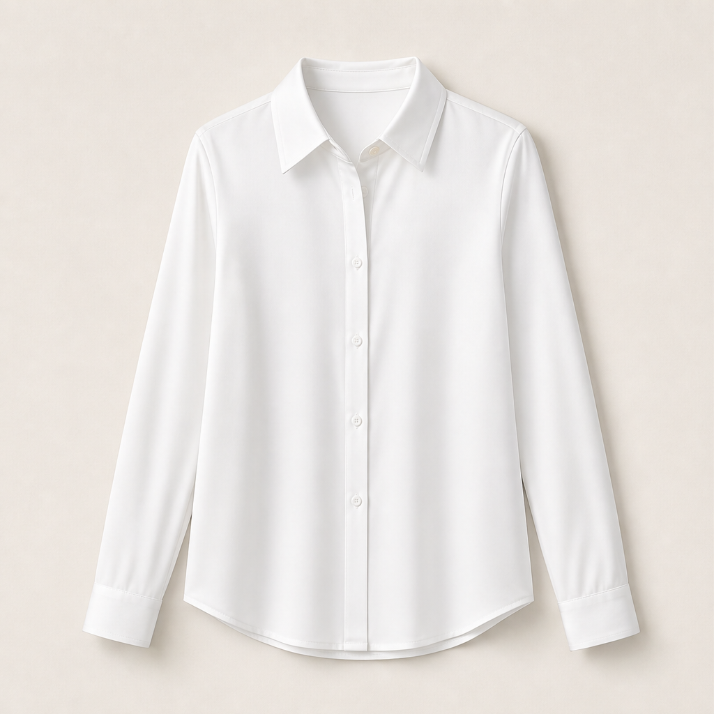 Serelia – Camicia in Raso con Bottoni White